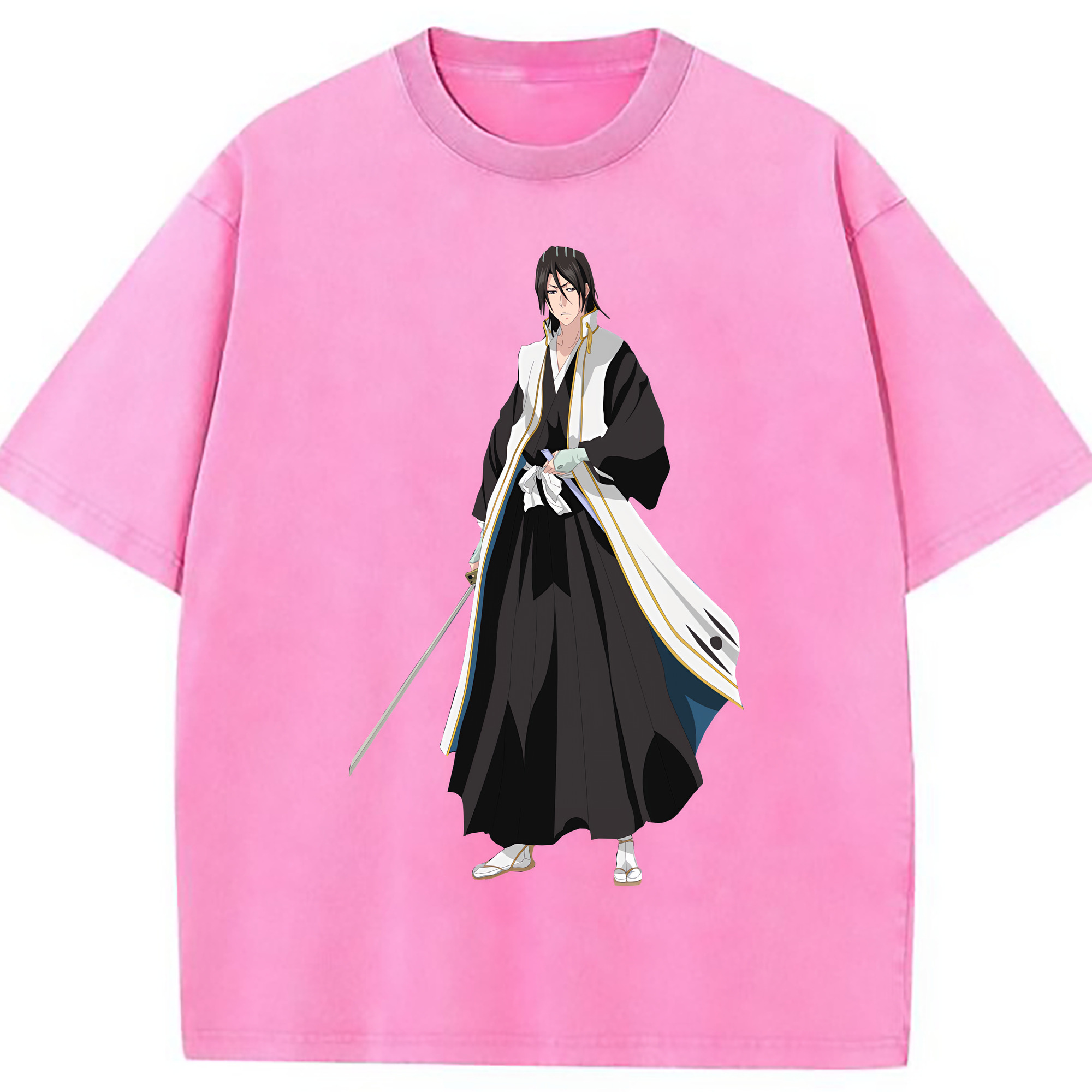 （画像用） ブリーチ くちき びゃくや BLEACH Kuchiki Byakuya 綿100% ヴィンテージ風 半袖Tシャツ（フロントプリント）
